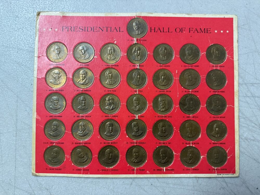 1968 Franklin Mint 35 Piece Presidential Hall Of Fame Bronze Coin Set